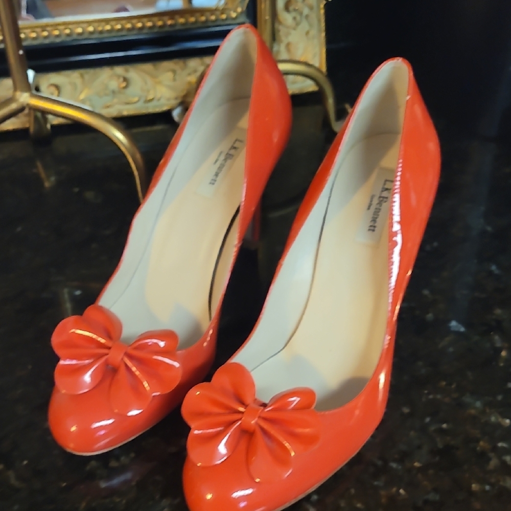 LK Bennett Red Heels with Bow Detail
